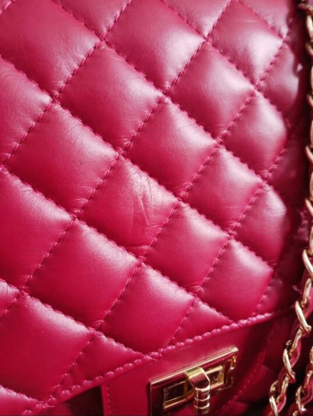 Chiara Ferretti Dark Red Quilted Genuine Leather Shoulder/ Crossbody Bag,